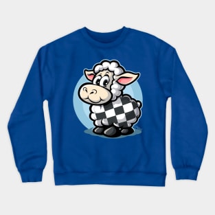 checkered pattern racing flag cartoon sheep Crewneck Sweatshirt